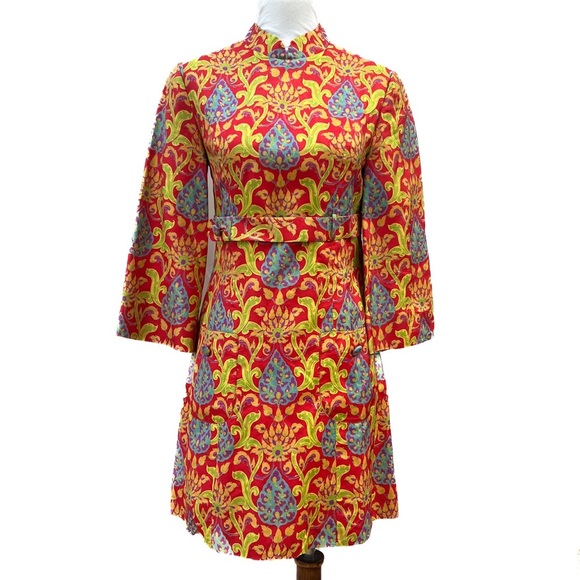 Dresses & Skirts - Vintage Dress 60s 70s silk Thai dress style Japanese kimono Mini Dress Mod